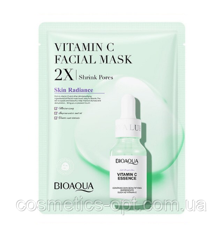 Тканинна маска для обличчя із вітаміном С Bioaqua Vitamin C Facial Mask, фото 1