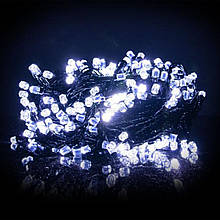 Світлодіодна лінійна гірлянда нитка 300 LED 18 м прозорий шнур круглі лампочки від мережі холодний білий