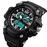 Чоловічий наручний електронний годинник Skmei 1283 All Black спортивний водостійкий кварцовий годинник, фото 2