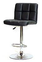 Барный стул Arno Bar CH - Base Bar черный кожзам на хромированной базе с подножкой, с регулируемой высотой