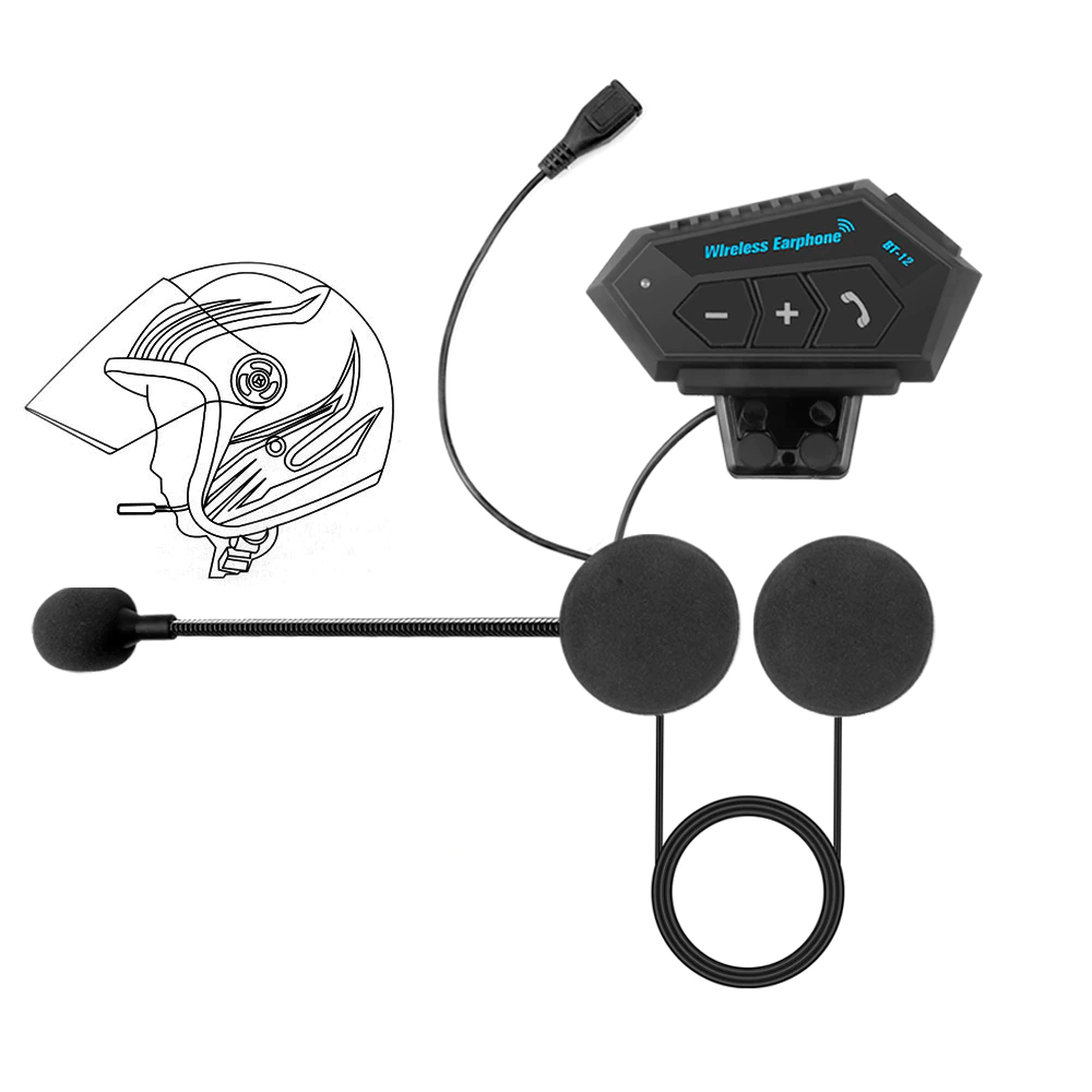 Bluetooth гарнітура для мотошолома BT12. IP67, Bluetooth 4.2