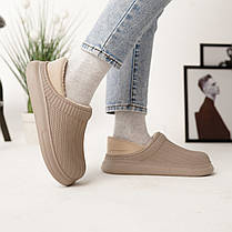 Резинові тапки утеплені бежеві, фото 3