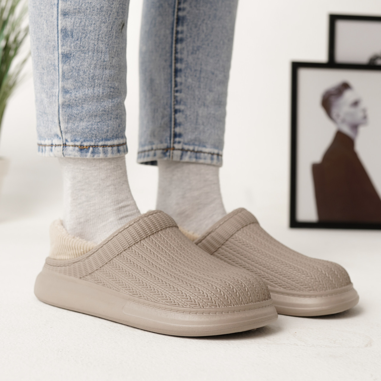 Утеплені тапки для дому резинові