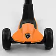 Дитячий самокат триколісний Lamborghini LB-10200 Жовтогарячий, складаний алюмінієве кермо, колеса PU зі світлом, фото 4