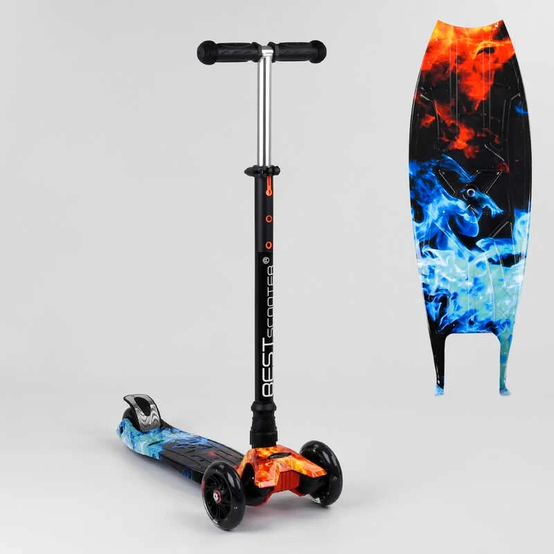Дитячий триколісний самокат Best Scooter 779-1517 MAXI, з колесами PU, зі світлом, кермо від 77 см до 86 см