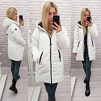НОВИНКА!! Стильна вільна жіноча куртка-парка арт.1010/1 непромокаюча плащівка колір білий