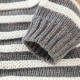 Бавовняний в'язаний светр із капюшоном у смужку для новонароджених дівчаток і хлопчиків, комбінезон, 9 штук, фото 2