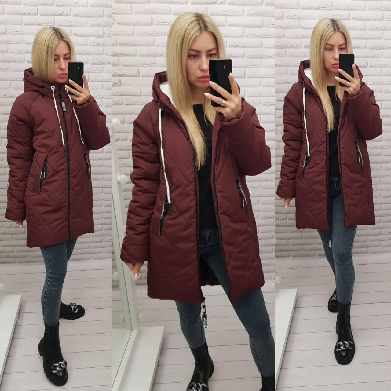 Стильна вільна жіноча куртка-парка арт.1010/1 непромокальна плащівка колір шоколад