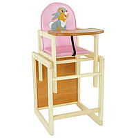 Детский деревянный стульчик для кормления ТМ "Мася" №2031 - "Серый зайчик"