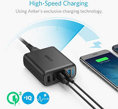 Мережевий зарядний пристрій Anker PowerPort 5 Speed - 51.5W 1xQC3.0 & 4xPIQ Black, фото 4
