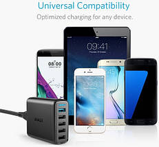 Мережевий зарядний пристрій Anker PowerPort 5 Speed - 51.5W 1xQC3.0 & 4xPIQ Black, фото 5