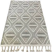 Килим безворсовий в скандинавському стилі, на підлогу Nar Hali Natura 0039, розмір 150 x 300 см, сірий колір