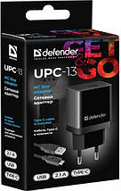 Мережевий зарядний пристрій Defender UPC-13 1xUSB, 5V/2.1А з кабелем USB Type-C (83559), фото 5