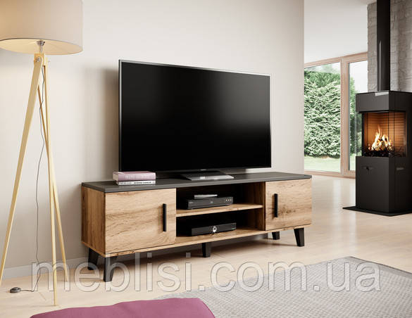 ТБ тумба LOTTA RTV 160 2D2K" (дуб вотан/чорний) (CAMA)
