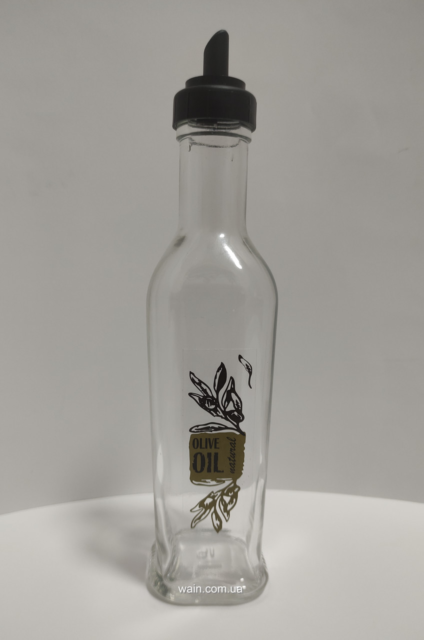 Пляшка 250 мл скляна з пластиковим дозатором для олії Олива Romanica Everglass