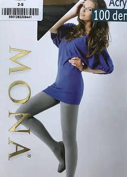 Колготки 100 Ден щільні теплі Mona Acry 100 чорного кольору розміри 2 і 3