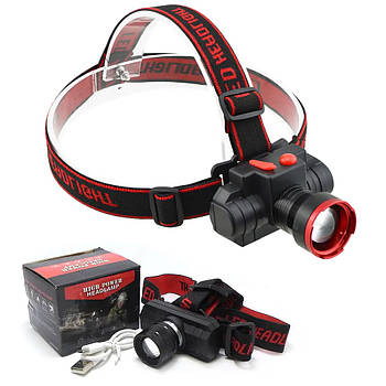 Ліхтарик налобний акумуляторний BL-KX-1806/Н-666 / Ліхтар світлодіодний на голову