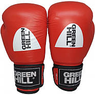 Боксерські рукавиці шкіряні Green Hill Knock  Червоні 10 oz з печаткою ФБУ ліцензовані, фото 5