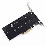 Перехідник адаптер PCIe для 2x SSD M.2 NVMe і SATA, плата розширення PCI Express 3.0 X4/X8/X16 для комп'ютера, фото 5