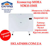 Конвектор электрический Midea NDK15-15MR 1500 Вт. Закрытый тэн, таймер, дисплей!