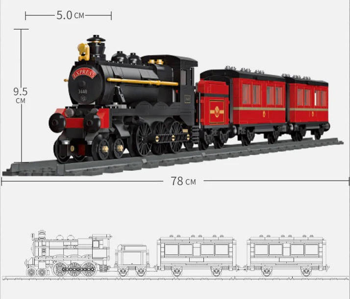 Конструктор Jie Star 59002 паровоз, вагони, 789 деталей