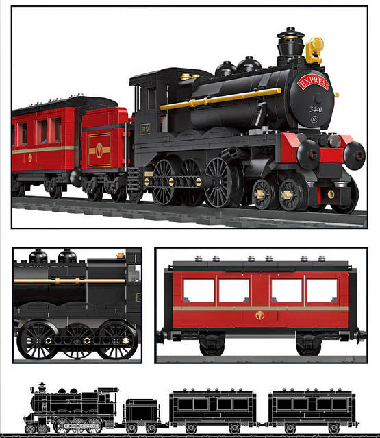 Конструктор Jie Star 59002 паровоз, вагони, 789 деталей