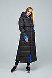 Жіночий зимовий пуховик максі ПВ-1202 чорного кольору, фото 2