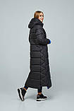 Жіночий зимовий пуховик максі ПВ-1202 чорного кольору, фото 3