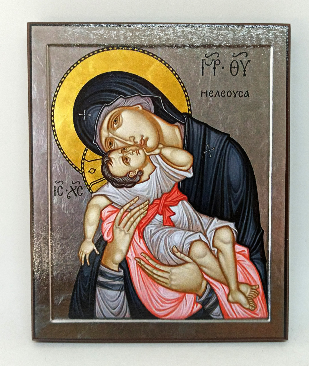 Солодкі поцілунки, ікона божої матері на дереві (Глікофілуса) 16*12 см, фото 1