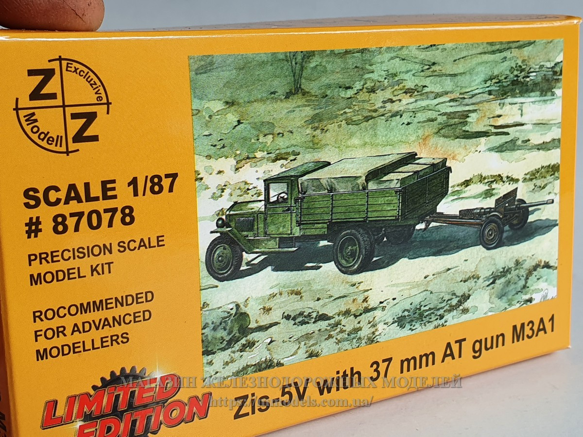 Збірна модель ЗІС-5В з 37-мм протитанковою гарматою M3A1, масштабу 1/87,H0, фото 1