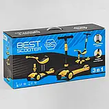 Триколісний самокат-біговел 3в1 Best Scooter BS-71899 Червоний, колеса зі світлом, сидіння, амортизатори, фото 2