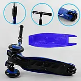 Дитячий триколісний самокат-біговел 3в1 Best Scooter BS-27018 Синій, із сидінням, ручкою, амортизатори, фото 7