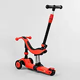 Триколісний самокат-біговел 3в1 Best Scooter BS-71899 Червоний, колеса зі світлом, сидіння, амортизатори, фото 4