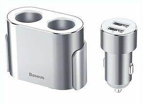 Автомобільний зарядний пристрій в прикурювач Baseus 2xUSB Швидка зарядка 80 Вт Сріблястий (CRDYQ-0S), фото 1