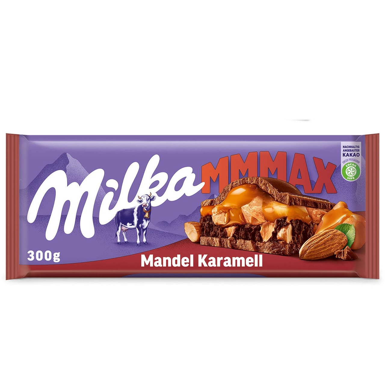 Шоколад Milka Mandel Karamell mmMax (Мілка карамель) 300 р. Швейцарія (опт 5 шт)