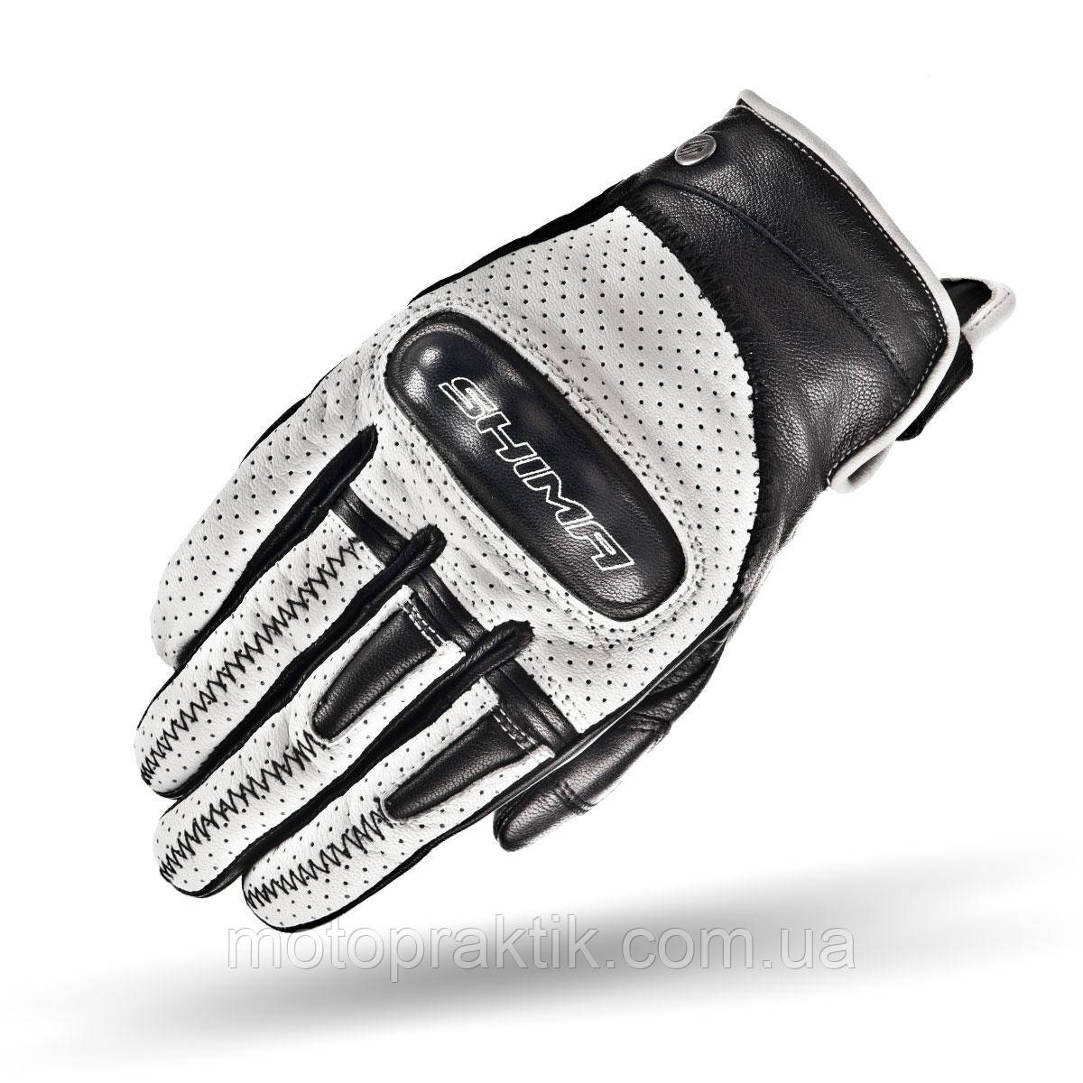 SHIMA CALIBER Gloves Black/White, XL Мотоперчатки летние кожаные с защитой - фото 2 - id-p244318348