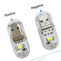 Универсальный Двусторонний светодиодный Мини фонарик Тёплый на 2 диода USB лампа брелок LED светильник ночник