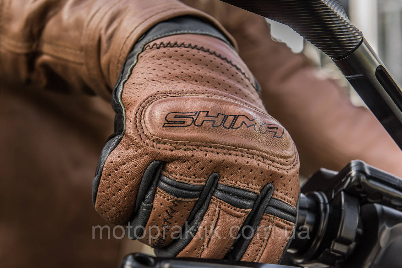 SHIMA CALIBER Gloves Black/Brown, M Мотоперчатки летние кожаные с защитой - фото 5 - id-p244318358