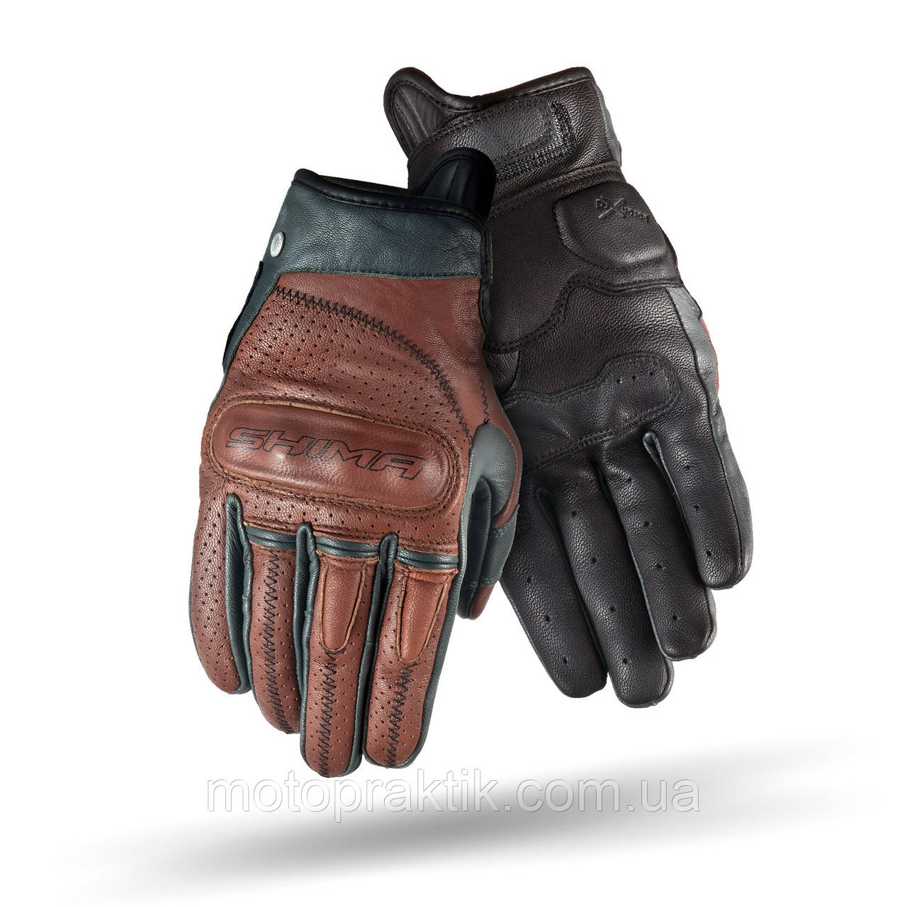 SHIMA CALIBER Gloves Black/Brown, XXL Мотоперчатки летние кожаные с защитой - фото 1 - id-p244318361