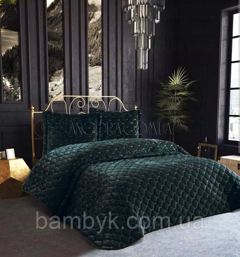 Покривало Велюрове 250x260 З Наволочками Чорного кольору Lizbon Home