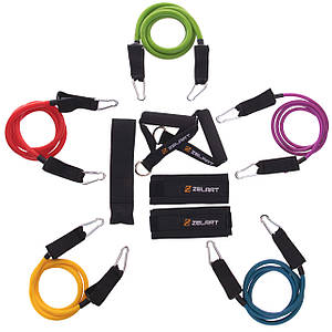 Еспандер багатофункціональний для фітнесу Resistance Band Zelart 5 шт (FI-2625)