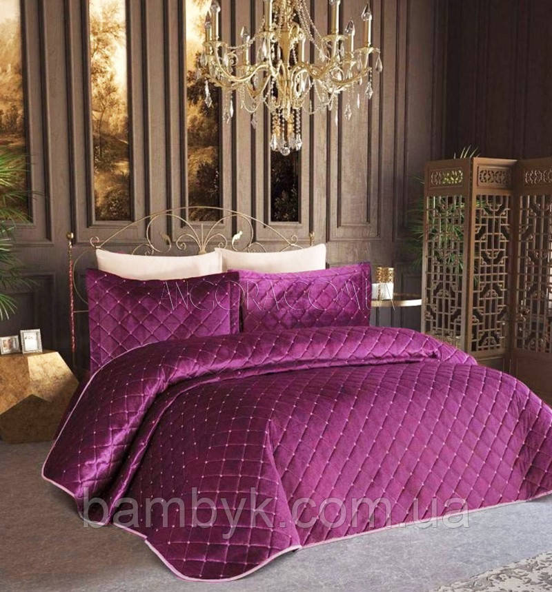 Покривало Велюрове 250x260 З Наволочками Лілового кольору Lizbon Home