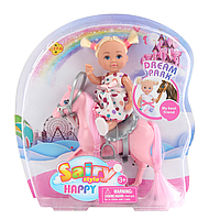 Кукла типа Барби малышка на пони DEFA 8410 3 вида | Детские товары Розовый