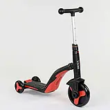 Дитячий самокат біговел велосипед 3в1 трансформер Best Scooter JT 28288, 8 мелодій, Червоний, фото 4
