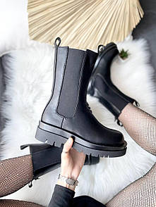 Черевики жіночі чорні зимові Bottega Veneta (05664)