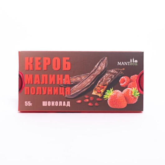 Керобовий шоколад з малиною та полуницею, без кофеїну, без цукру, 55 г, Manteca