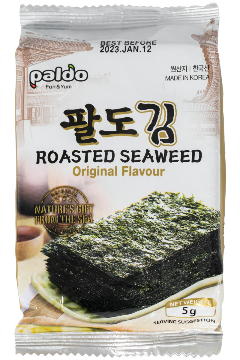 Норі снек оригінальний смак Roasted Seaweed PALDO 5 г, фото 1