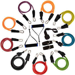 Еспандер багатофункціональний для фітнесу Resistance Band Zelart 9 шт (DT-1002)