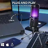 Maono PM461TR RGB + СТІЙКА, usb мікрофон конденсаторний для ПК з LED-підсвіткою, фото 8