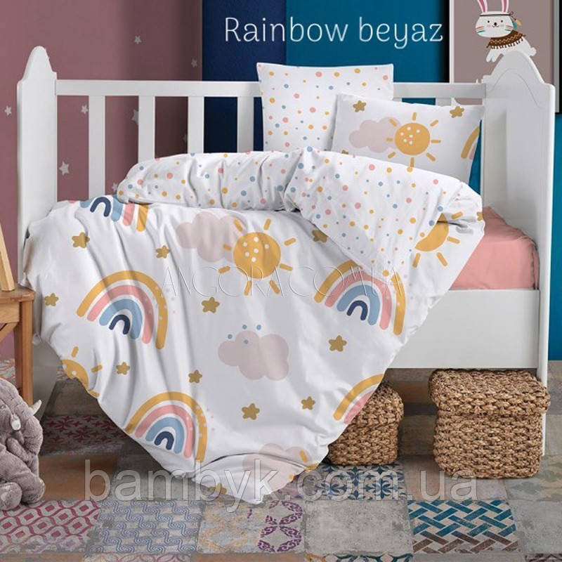 Постель в детскую кроватку (для новорожденных) ранфорс "Rainbow Beyaz" Altinbasak Турция